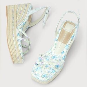 Dolce Vita , Elvia Purple Floral Ankle Strap Platform Espadrille Wedges